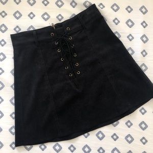 Black corduroy mini skirt